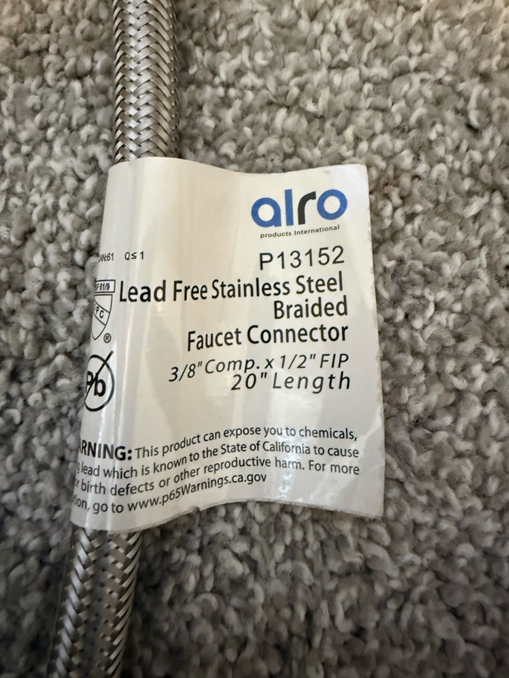 Alro Lead Free Stainless Steel Braided Faucet Connector - Silver x4